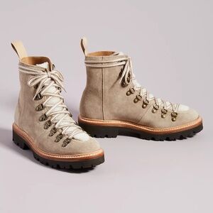 Grenson Nanette Suede and Shearling Hiking Boots